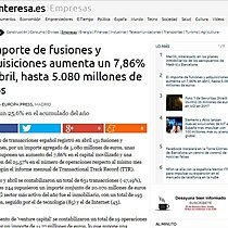 El importe de fusiones y adquisiciones aumenta un 7,86% en abril, hasta 5.080 millones de euros